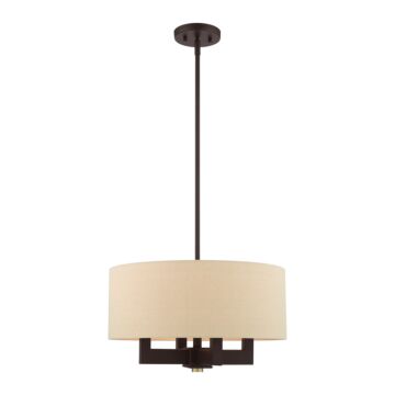 Cresthaven 4-Light Chandelier in Bronze with Antique Brass