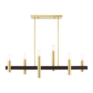 Helsinki 6-Light Chandelier in Satin Brass w with Bronzes
