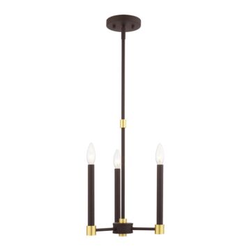 Karlstad 3-Light Chandelier in Bronze w with Satin Brasss