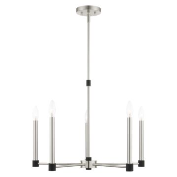 Karlstad 5-Light Chandelier in Brushed Nickel w with Blacks