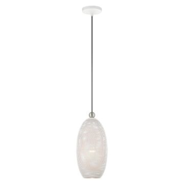 Dublin 1-Light Pendant in White w with Brushed Nickels