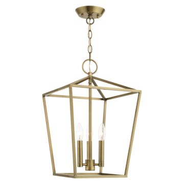 Devone 3-Light Convertible Semi-Flush with Lantern in Antique Brass