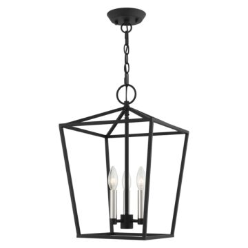 Devone 3-Light Convertible Semi-Flush with Lantern in Black w/ Brushed Nickels