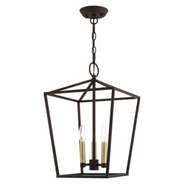 Devone 3-Light Convertible Semi-Flush with Lantern in Bronze