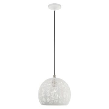 Chantilly 1-Light Pendant in White w with Brushed Nickels