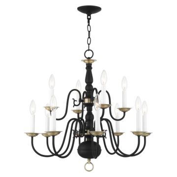 Williamsburg 12-Light Chandelier in Black w with Antique Brasss