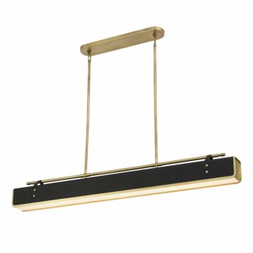 Valise LED Island Pendant in Vintage Brass Tuxedo Leather by Alora