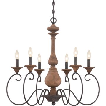 Auburn Six Light Chandelier in Rustic Black by Quoizel