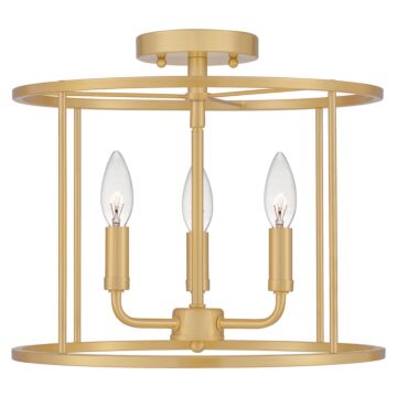 Abner Three Light Semi Flush Mount in Aged Brass by Quoizel