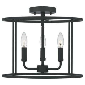 Abner Three Light Semi Flush Mount in Matte Black by Quoizel