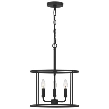 Abner Three Light Pendant in Matte Black by Quoizel