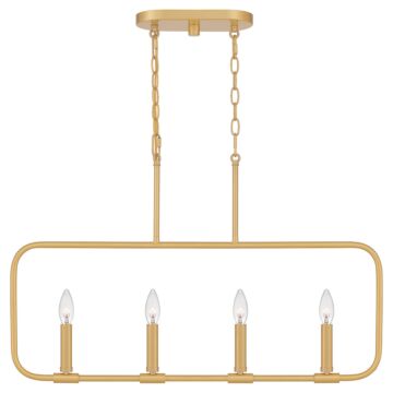 Abner Four Light Linear Chandelier in Aged Brass by Quoizel
