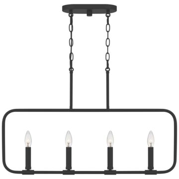 Abner Four Light Linear Chandelier in Matte Black by Quoizel