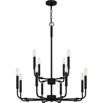 Abner 12 Light Chandelier in Matte Black by Quoizel