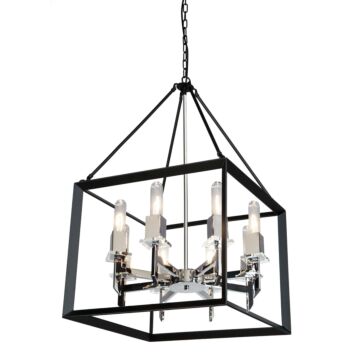 Artcraft Vineyard 8 Light Chandelier in Black & Chrome