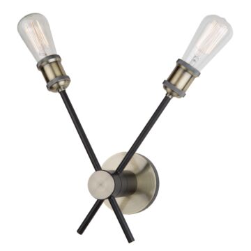 Artcraft Tribeca 2 Light Wall Sconce in Matte Black & Satin Brass