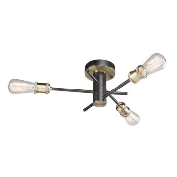 Artcraft Tribeca 3 Light Ceiling Light in Matte Black & Satin Brass