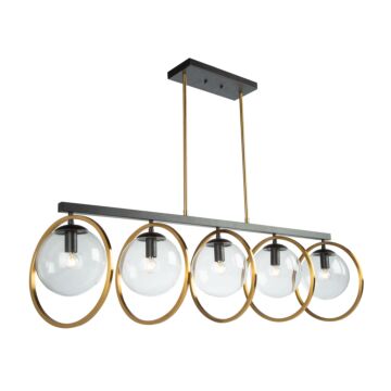 Artcraft Lugano 5-Light Kitchen Island Light in Black & Vintage Brass