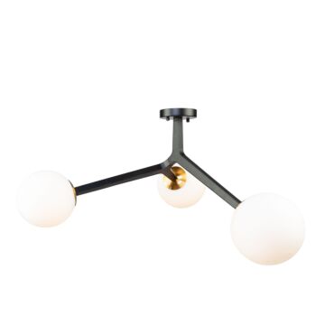 Artcraft Ravello 3-Light Ceiling Light in Black & Harvest Brass