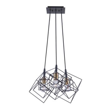 Artcraft Artistry 3 Light Chandelier in Matte Black & Harvest Brass