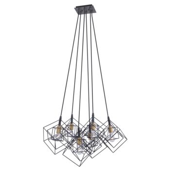 Artcraft Artistry 6 Light Chandelier in Matte Black & Harvest Brass