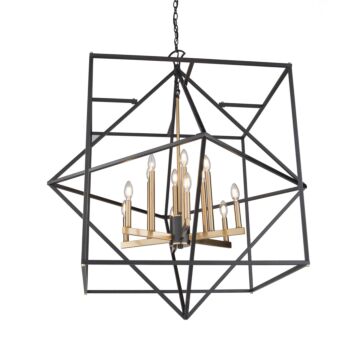 Artcraft Roxton 12 Light Chandelier in Matte Black & Harvest Brass