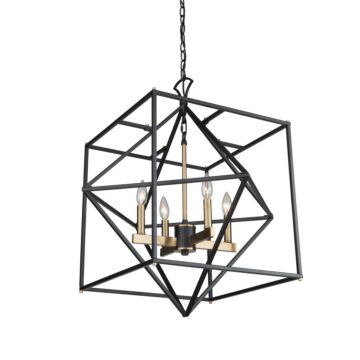 Artcraft Roxton 4 Light Chandelier in Matte Black & Harvest Brass