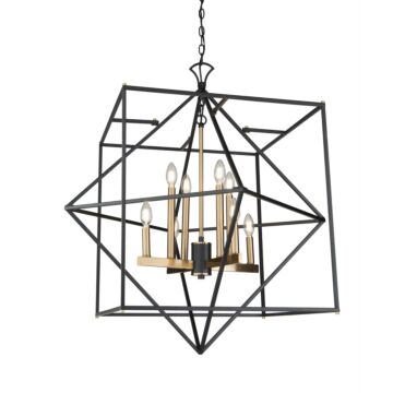 Artcraft Roxton 8-Light Chandelier in Matte Black & Harvest Brass