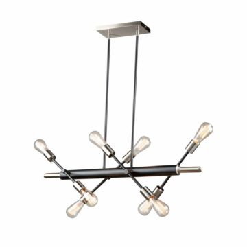 Artcraft Truro 8-Light Kitchen Island Light in Black & Brushed Nickel