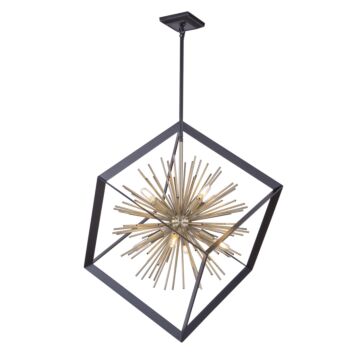 Artcraft Sunburst 8-Light Chandelier in Matte Black & Satin Brass