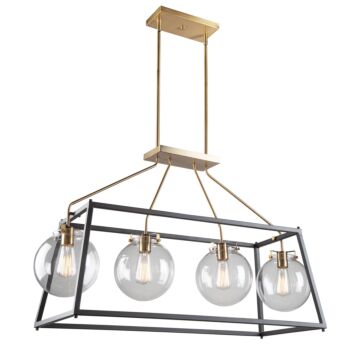 Artcraft Bridgetown 4-Light Kitchen Island Light in Black & Harvest Brass
