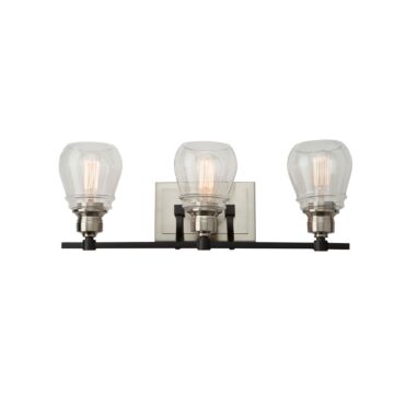 Artcraft Nelson 3-Light Bathroom Vanity Light in Black and Brushed Nickel
