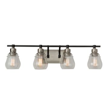 Artcraft Nelson 4-Light Bathroom Vanity Light in Black and Brushed Nickel