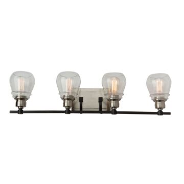 Artcraft Nelson 4 Light Bathroom Vanity Light in Black and Brushed Nickel