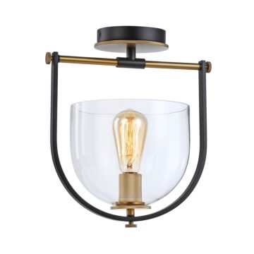 Cheshire Collection 1-Light Semi-Flush Mount in Black and Brass