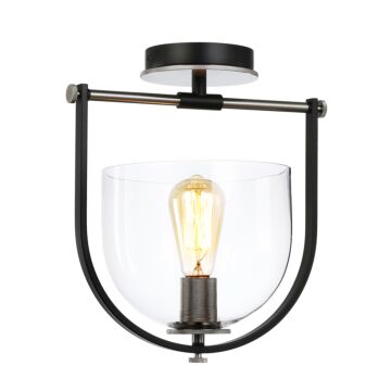 Cheshire Collection 1-Light Semi-Flush Mount in Black and Nickel