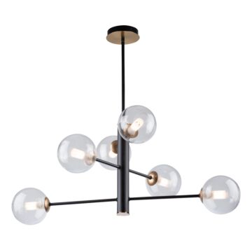 Aurelia Collection 6-Light Chandelier in Matte Black and Brass