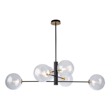Aurelia Collection 6-Light Chandelier in Matte Black and Brass
