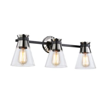 Kanata Collection 3-Light Vanity Light in Black and Brushed Nickel