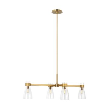 Moritz Four Light Linear Chandelier in Burnished Brass by Visual Comfort Studio