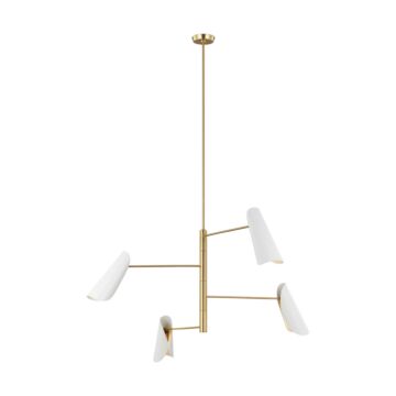 Tresa Four Light Chandelier in Matte White and Burnished Brass by Visual Comfort Studio