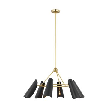 Tresa Six Light Chandelier in Midnight Black and Burnished Brass by Visual Comfort Studio