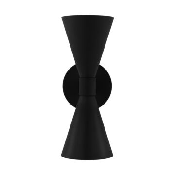 Albertine Two Light Outdoor Wall Sconce in Textured Black by Visual Comfort Studio