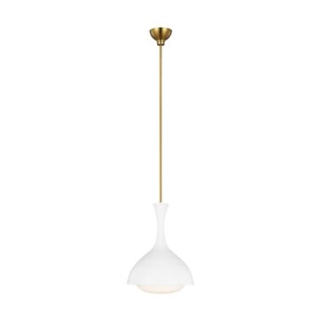 Lucerne One Light Pendant in Matte White and Burnished Brass by Visual Comfort Studio
