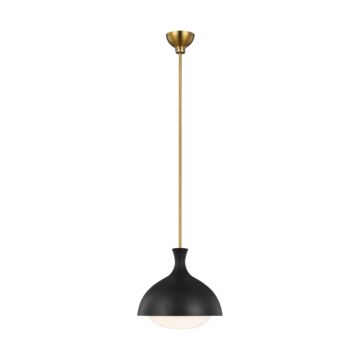 Lucerne One Light Pendant in Midnight Black and Burnished Brass by Visual Comfort Studio