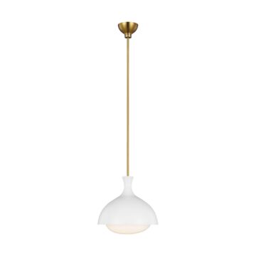 Lucerne One Light Pendant in Matte White and Burnished Brass by Visual Comfort Studio