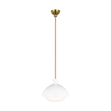 Lucerne One Light Pendant in Matte White and Burnished Brass by Visual Comfort Studio
