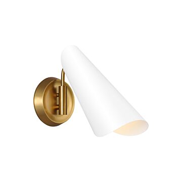 Tresa One Light Wall Sconce in Matte White and Burnished Brass by Visual Comfort Studio