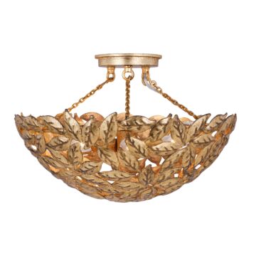 Kelan Three Light Semi Flush Mount in Antique Gild by Visual Comfort Studio