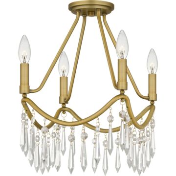 Airedale Four Light Semi Flush Mount in Aged Brass by Quoizel